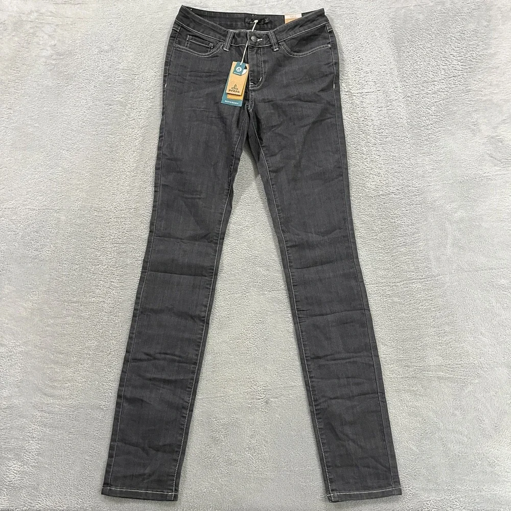 Prana Kayla Slim Skinny Leg Jeans Womens 4 Black Denim Cotton Low Rise Dark Wash